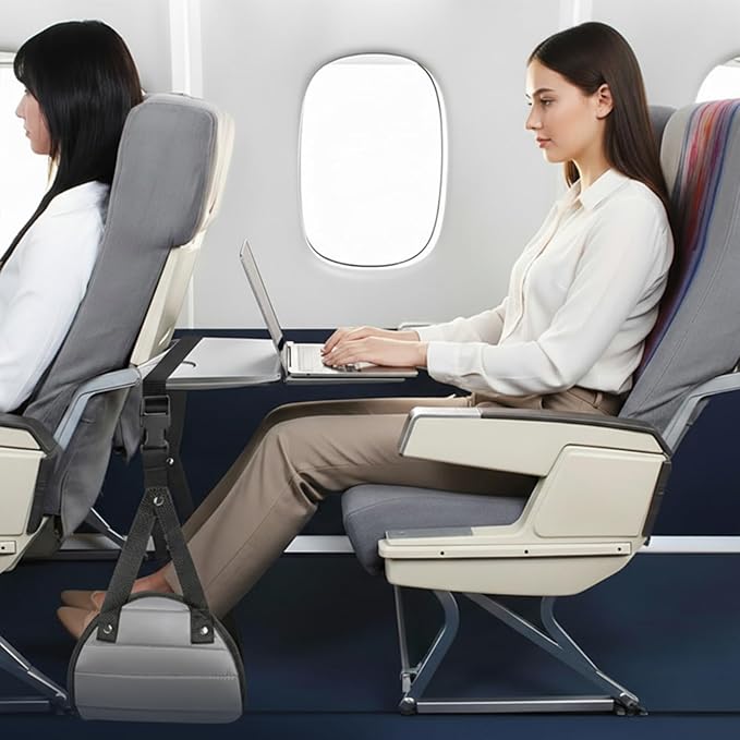 Portable Airplane Foot Hammock with Memory Foam Footbed, Travel Essential for Airplanes, Cars & Ships