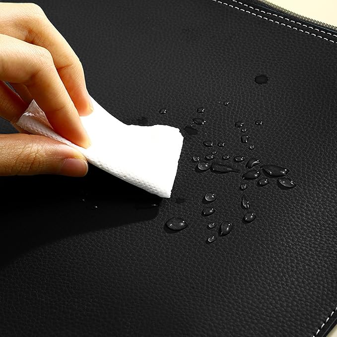 PU Leather A4 File Folder Zipper Document Holder Envelope Folder Case for Receipt Contract (Black)