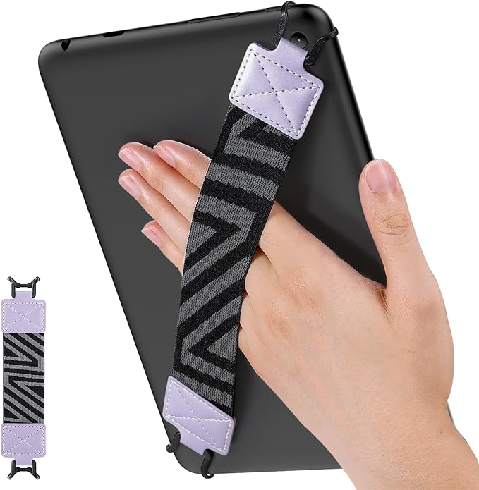 MoKo Security Hand-Strap for 9-11 Inch Tablet, iPad/Kindle Fire HD/Samsung, High-Elasticity Versatile Hand Strap Lightweight Finger Grip Holder, Taro Purple