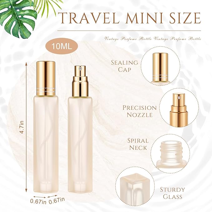 Domensi 20 Pcs 10/15/20/30 ml Perfume Travel Refillable Glass Bottles Spray Bottle Perfume Atomizer for Cologne Dispenser Leak-proof Fragrance Bottles Atomizer Pump Kit (10 ml,Folral Color)