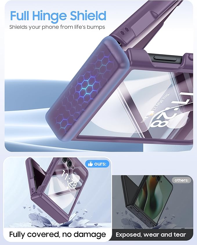Magnetic for Motorola Razr Ultra 2026/2025 Case,Hinge Protection, Screen Protector, Compatible with MagSafe, Translucent Frosted, Shockproof Slim Cover for Razr Ultra 2026/2025-Purple