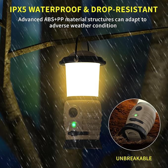 Camping Lantern Rechargeable, Portable LED Camping Lantern - Battery Tent Light with 4 Modes for Indoor Outdoor Home Emergency Light Hiking Fishing Picnicking