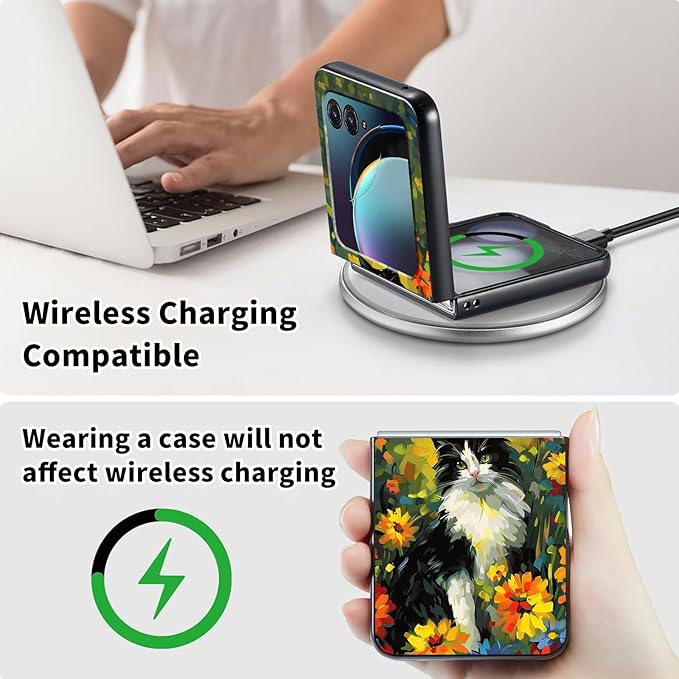 for Motorola Razr 2025 Case,for Moto Razr 60 Phone Case Cute Slim Hard PC Ultra-Thin Anti-Scratches Shockproof Protective Phone Cover,Watercolor Cat Floral