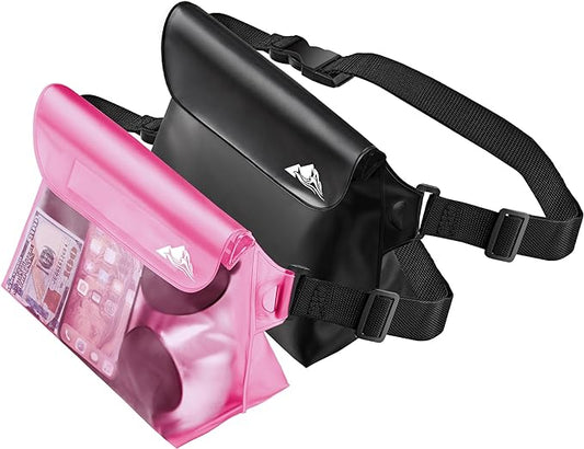 HEETA 2/3/4 Pack Waterproof Pouch with Waist Strap, Screen Touchable Dry Bag with Adjustable Belt for Phone Valuables for Kayaking, Swimming, Snorkeling, Boating, Fishing, Surfing & Beach