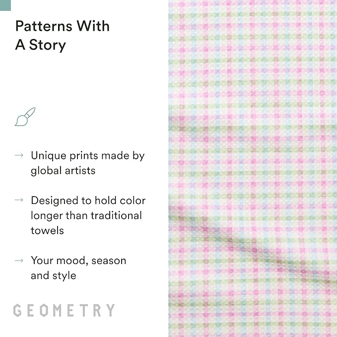 GEOMETRY Tea Towels – Easter Collection – Quick-Dry, Ultra-Absorbent, Reusable Microfiber Kitchen Towels for Drying & Cleaning - Pastel Picnic - 1 Pack