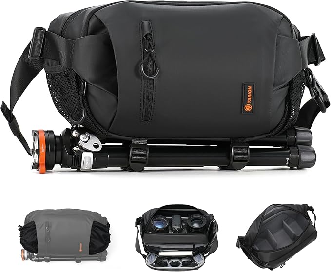 TARION Urban Camera Sling Bag - Waterproof 5.5L Crossbody Bag with Expandable Wet/Dry Separation Pocket & Tripod Strap - XProber