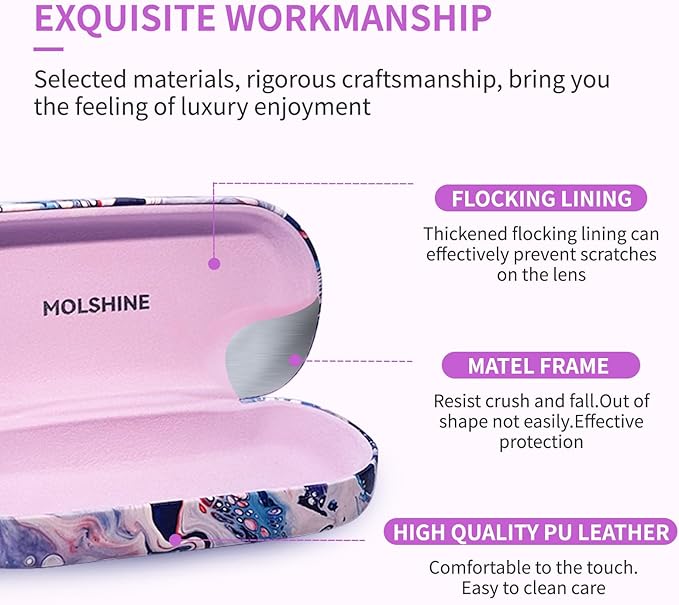 molshine Hard Shell Sunglasses Case,Classic Large Glasses Case for Women Men,Sunglass Eyeglasses