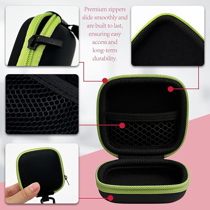 5-Pack Portable Square Earbud Carrying Cases – Multi-Color EVA+PU Leather Storage Bags with Carabiner for Earphones, SD Cards & Small Accessories