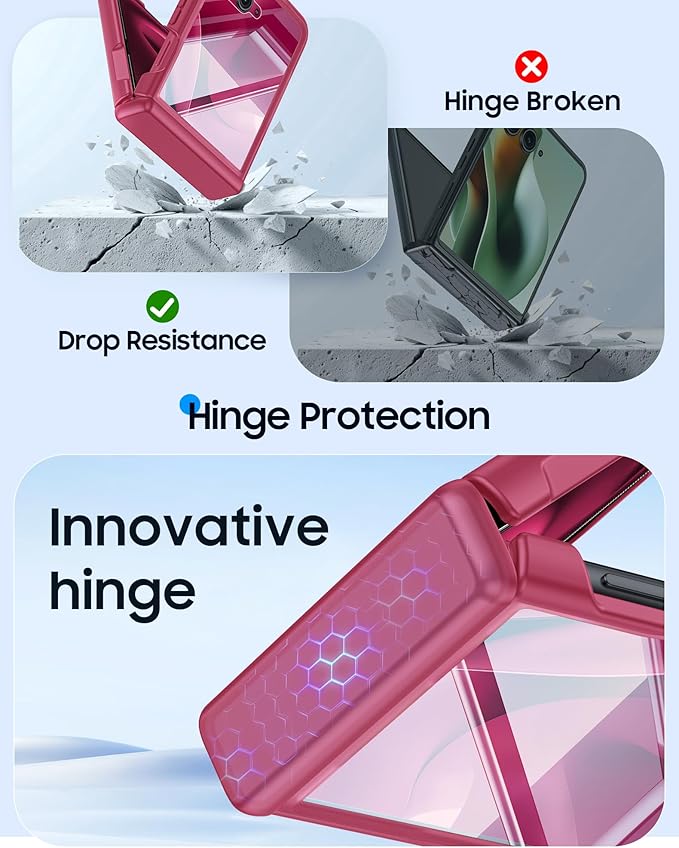 Magnetic for Motorola Razr Ultra 2026/2025 Case,Hinge Protection, Screen Protector, Compatible with MagSafe, Translucent Frosted, Shockproof Slim Cover for Razr Ultra 2026/2025-Rose Red