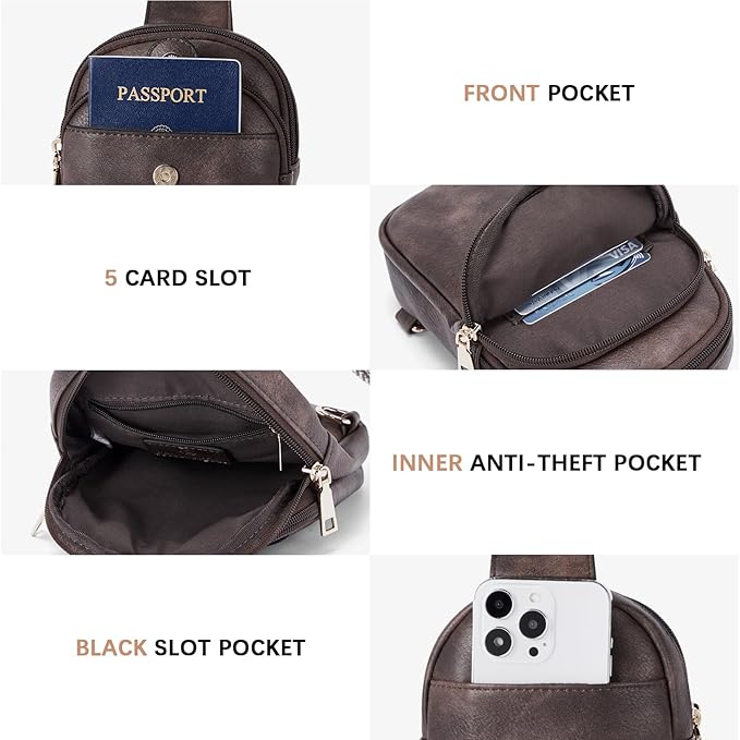 BOSTANTEN Sling Bag Crossbody Bags for Women Trendy Crossbody Purse Leather Chest Bag