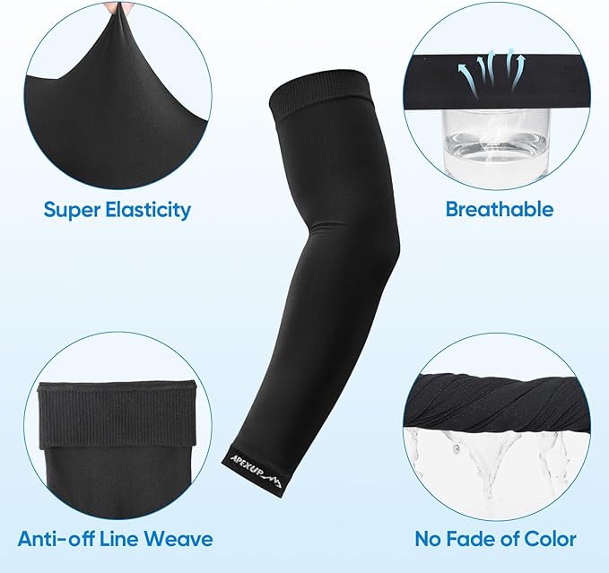 APEXUP Cooling Arm Sleeves for Men Women, UV Sun Protection UPF 50, Volleyball Arm Sleeves Compression Sleeves for Outdoor