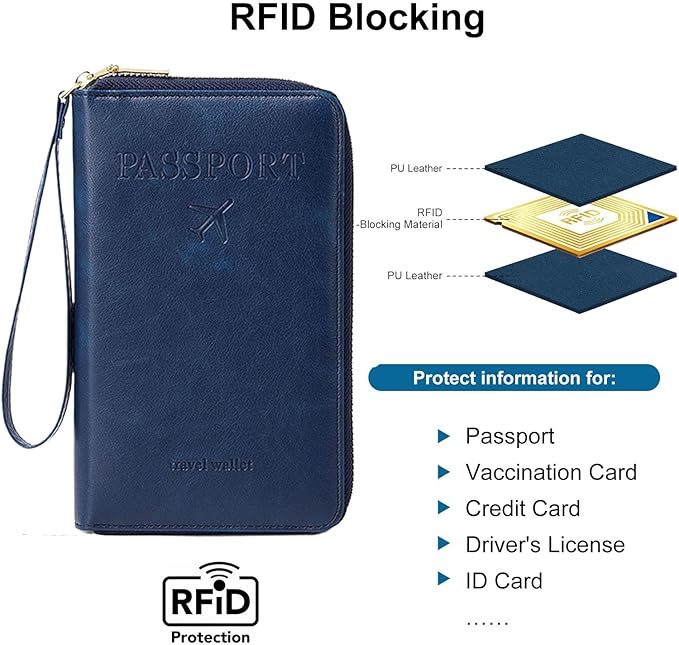 Family Passport Holder for Travel Women and Men RFID Passport Holder with Card Slots Holder Passport Case Passport cover Passport Wallet Travel Essentials and Accessories