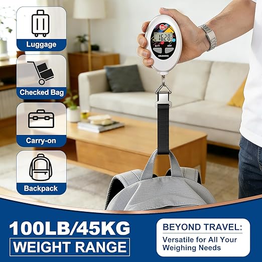 SNAIL TRAIL 100 lbs (45 kg) Digital Luggage Scale, Portable Suitcase Weigher, Travel Bag Weight Scale, Handheld Baggage Weigh Machine, Gift for Travelers