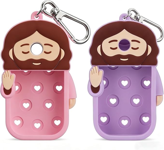 Cornholepy Cute Jesus Hand Sanitizer Keychain 30ml Silicone Spray Bottle Case for Purse Backpack School Office