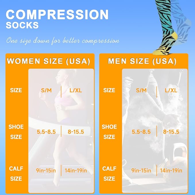 bropite Flora Compression Socks for Women & Men-Knee high 6 Pairs 20-30mmhg Support Running Nurse Travel