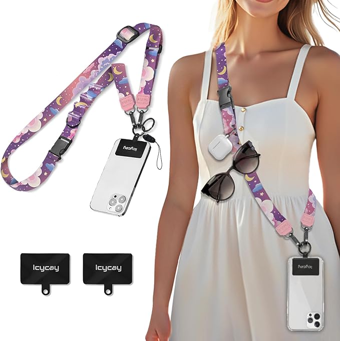 Icycay Phone Lanyard Crossbody, Clouds Cell Phone Strap for Around The Neck Adjustable, Anti Theft Cute Lanyard for ID Holder Keys Accessories Travel Essential