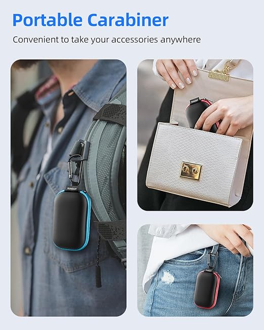 SUNGUY Earbuds Case 2Pack, Rectangle Earbuds Carrying Case, Portable Earphone Case Phone Accessories Organizer with Carabiner for Earphone, in-Ear Headphones, Earbud, SD Card, USB Charging Cable