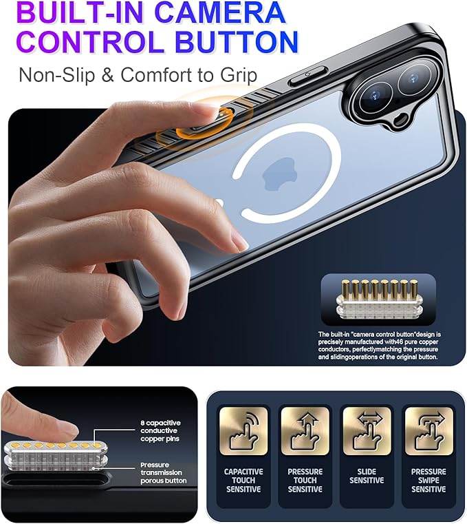 Magnetic Compatible with iPhone 17 Case,Waterproof Built-in Screen & Camera Protector IP68 Underwater Full Body 17FT Military Dropproof Shockproof Phone Case 6.3"-Mag/Blue