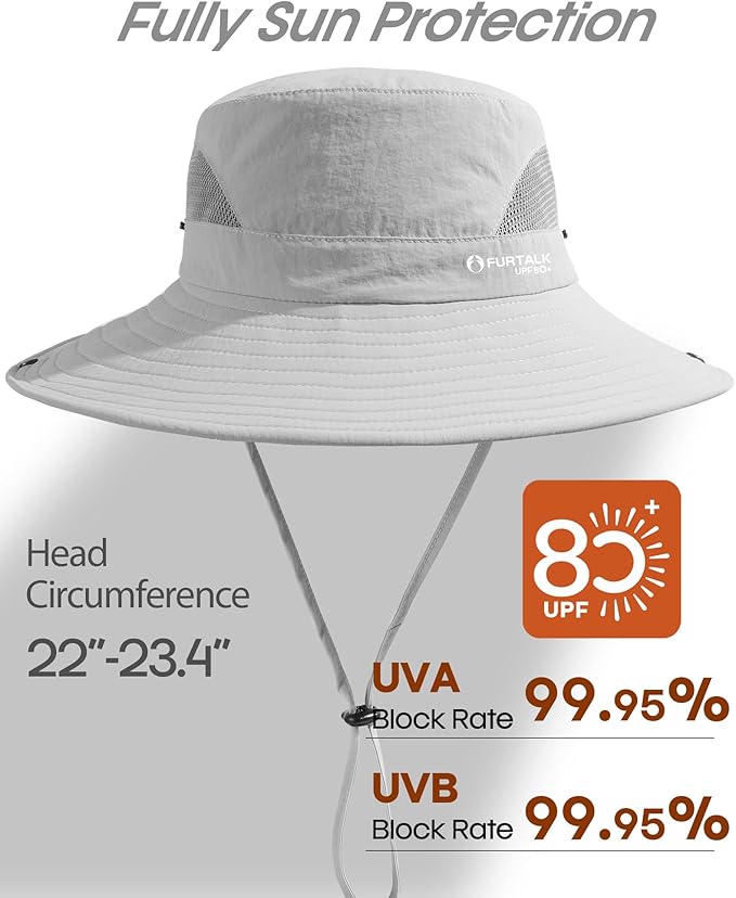 FURTALK Mens Bucket Sun Hat UPF 80+ Wide Brim Hiking Fishing Beach Outdoor Hats