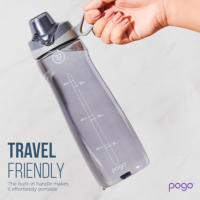 Pogo BPA-Free Plastic Water Bottle with Chug Lid, 32 Oz, Quetzal Teal
