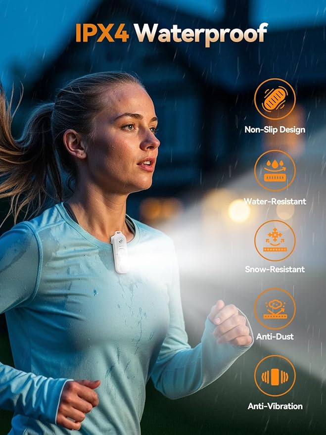 TECKNET Personal Safety Alarm 135dB with SOS Strobe Light for Women - Rechargeable& IPX4 Waterproof Running Lights with Clip On Torch & Low Battery Notice, Safety Siren for Running, Travel Kids, Wihte