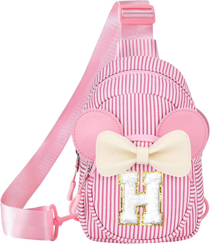 Girl's Initial Crossbody Sling Bag, Small Toddler Fanny Pack For Girl Kid, Girls Purses For Birthday Gifts For 3 4 5 6 7 8 Years Old