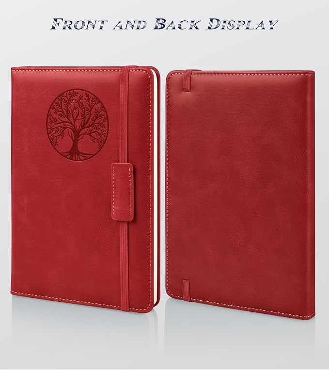 Biuwory Graph Paper Notebook Journal for Women Men,140 Pages Hardcover Grid Notebooks for Work & School,Leather Journals for Writing, Graphing Paper Notebook 5.7"×8.3" (Winered)