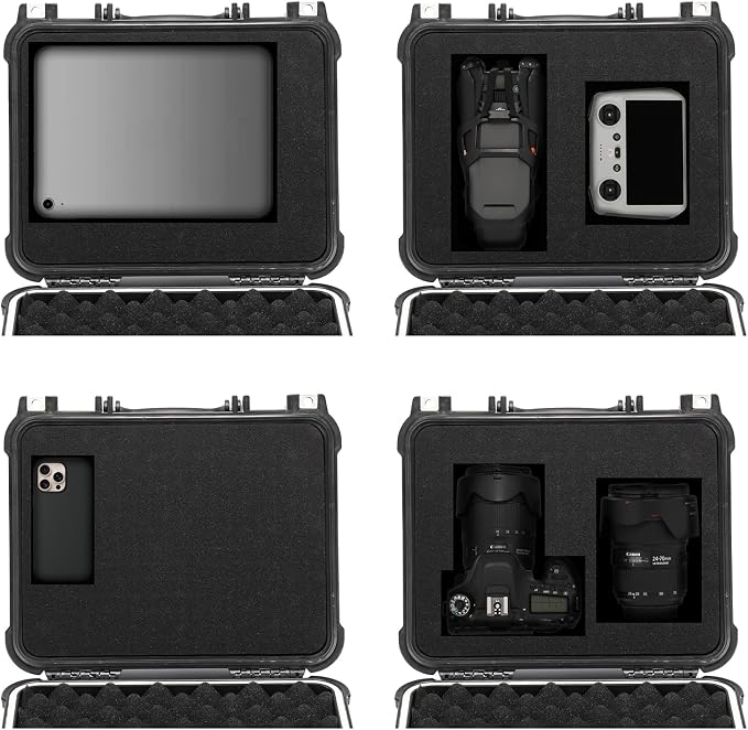 Mayouko 13.4" Waterproof Plastic Toolbox with Foam Insert, 13.4" x 11.6" x 6", IP67 Lockable Storage Box, Customizable Foam, Shockproof Hard Case Weatherproof Container, Protective Hard Camera Case