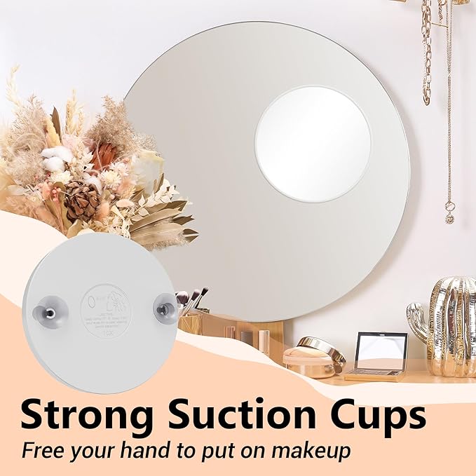 Magnifying Mirror 10X&30X Set, 3.5" Round, White, Unframed, Wall Mount, Travel Mirror, Perfect for Makeup, Grooming, Detailed Facial Care