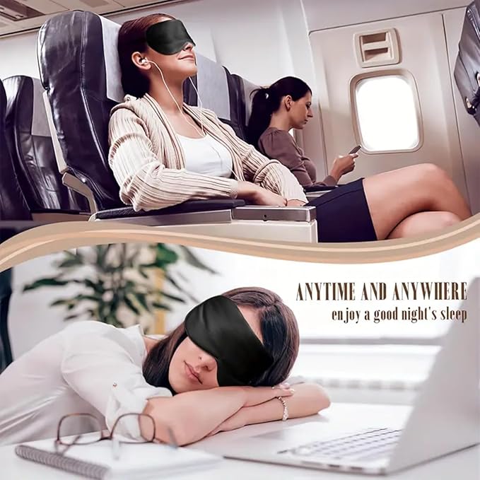 100% 6A Mulberry Silk Sleep Mask for Women & Men – Soft Breathable Eye Mask for Sleep, Blackout Design for Migraine Relief & Puffy Eyes – Perfect for Travel, Office, Airplane – Eye Care Gift