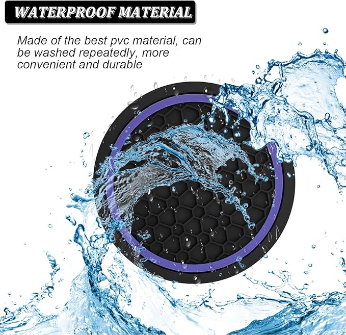 Mandark 4PCS Car Cup Holder Coasters, 2.75 Inch Non-Slip Insert Water Bottle Holder Pads, Dustproof Automotive Interior Accessories Mat, Universal for Vehicles, Trucks, RVs and More (Black/Purple)