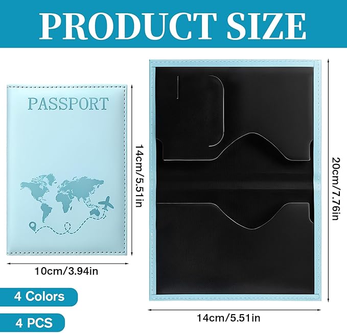 4 Pcs Passport Holder For Travel, Passport Covers Wallet Cover Case, Porta Pasaporte Sleeve Blocking Leather Travel Accessories For Women And Men