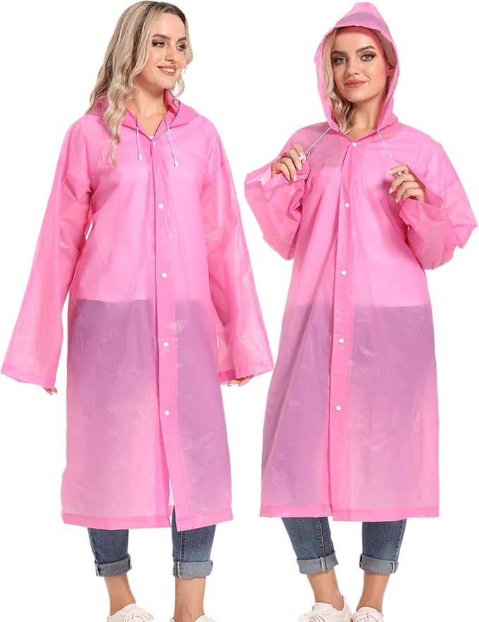 2PCS Rain Ponchos for Adults Reusable Rain Coats for Adults Rain Jackets Raincoats for Men Women