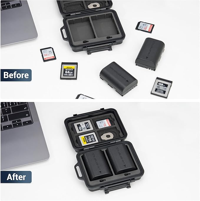 JJC Portable Camera Battery Memory Card Storage Case for 3 SD Card,4 CFexpress Type-B/XQD Cards,2 Camera Batteries,Compact Cameras Battery Holder Box for Nikon EN-EL15