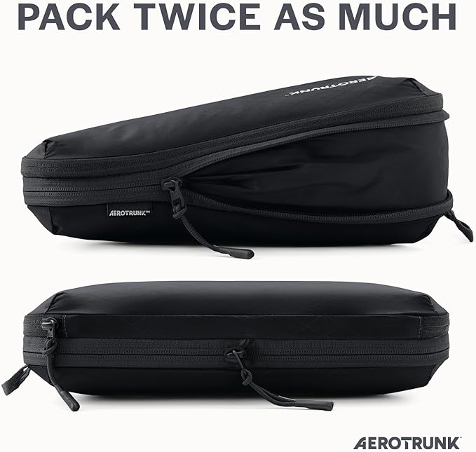 Aerotrunk Ultralight Compression Packing Cubes - Lightweight Travel Organizers for Suitcases and Luggage (3-Pack, Black)