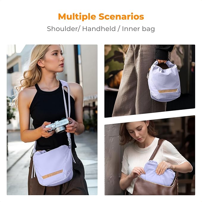 K&F CONCEPT Camera Sling Bag Small Compact Case, Cute Soft Camera Pouch Handbag for Urban Street Photography
