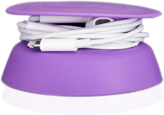 Budley - Tangle-Free Earphone/Earbud Case, Compact Storage System, Silicone (Purple, Set of 1)