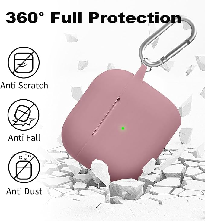 for Airpods 4th Case Cover,Come with Cleaner Kit,Soft Skin Silicone Case Cover with Keychain,Full Protective Case for Men and Women,Compatible with AirPods 4th Generation Case,Bean Pink