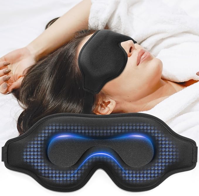Sleep Eye Mask for Men Women, Weighted Sleeping Mask for Side Sleeper, Travel Blackout Night Blindfold Eye Shade Cover with Adjustable Strap (Obsidian, 4.6oz)