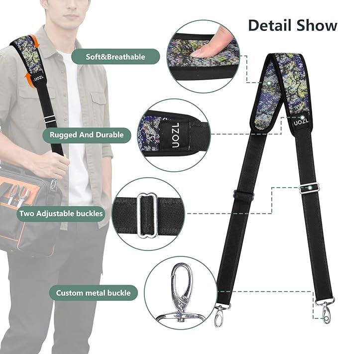 67 Inch Shoulder Straps, Soft with Ultra-Thick Fixed Shoulder Pad, Two Way Independently Adjustable Buckle Replacement Straps for Laptop Bag Messenger Bag Tool Bag Luggage,MixYellow