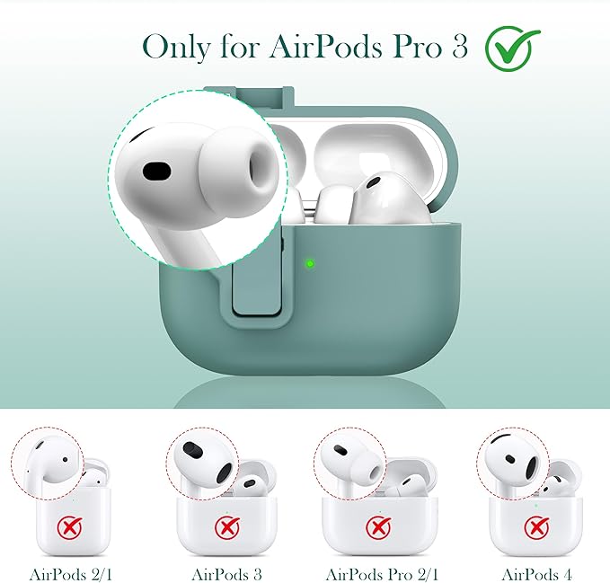 R-fun for AirPods Pro 3 Case with Cleaning Kit, Soft Liquid Silicone Rubber Protective Cover, Compatible with AirPods Pro 3rd Generation Case (2025), Compatible with MagSafe, Pine Green