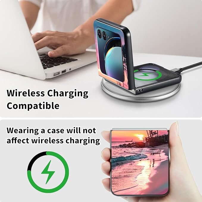 for Motorola Moto Razr 2024 Case,Moto Razr 50 Phone Case Cute Slim Hard PC Ultra-Thin Anti-Scratches Shockproof Protective Cover,See Beach Sunset