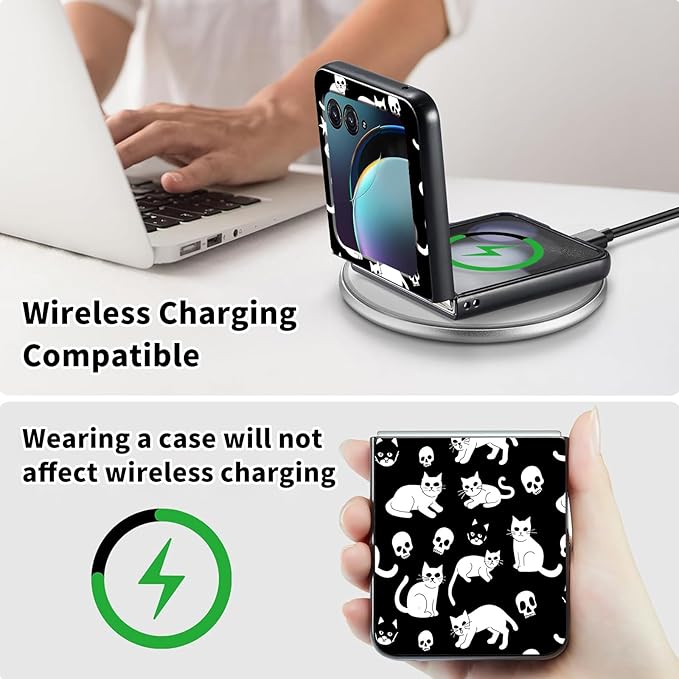 for Motorola Moto Razr Plus 2024 Case,for Moto Razr 50 Ultra Case Cute Slim Hard PC Thin Anti-Scratches Shockproof Protective Phone Cover for Motorola 50 Ultra,Black White Cat