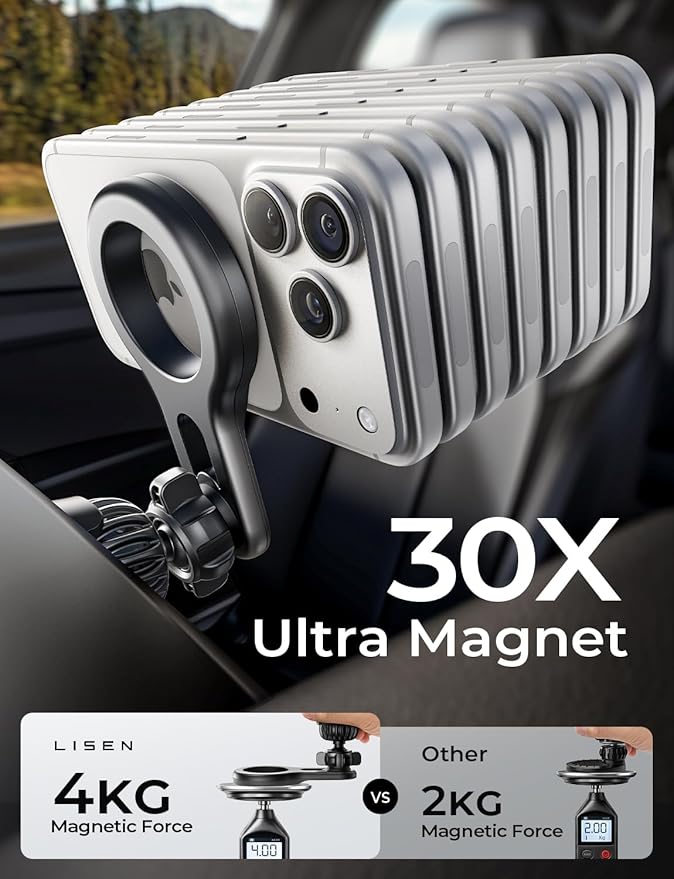 LISEN for MagSafe Car Mount, Magnetic Phone Holder for Car Vent Phone Mount, Air Vent Car Phone Holder Mount, Magnetic Car Phone Holder, Car Phone Holder Magnetic for iPhone 17 Pro Max Gift for Dad