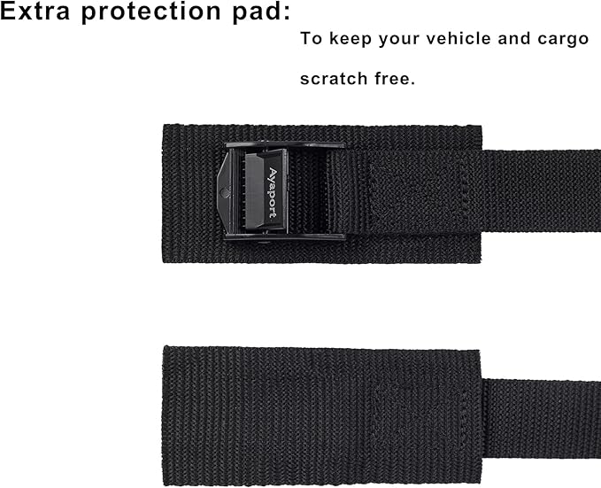 Ayaport Lashing Strap Tie Down Straps with Adjustable Cam Buckle Nylon Cinch Strap for Packing Cargo, Bike, Luggage Black 6 Pcs (Black, 1'' x 8')