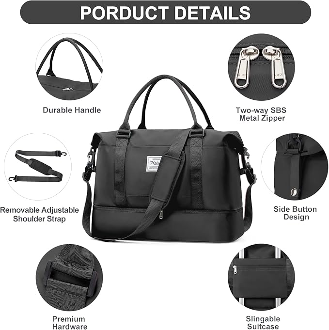 Weekender Bags for Women,Travel Duffle Overnight Bag with Shoe Compartment,Personal Item Carry On Bag,Gym Bag,3 Pcs Set