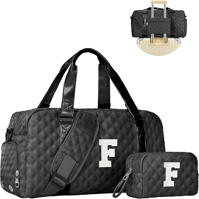 Elilier Gifts for Girls Age 10 11 12 13 14 15 16 17 18, Initial Travel Duffel Bag, Graduation Gifts for Her, Monogram Overnight Bag, Gift for Friend Sister Women gifts