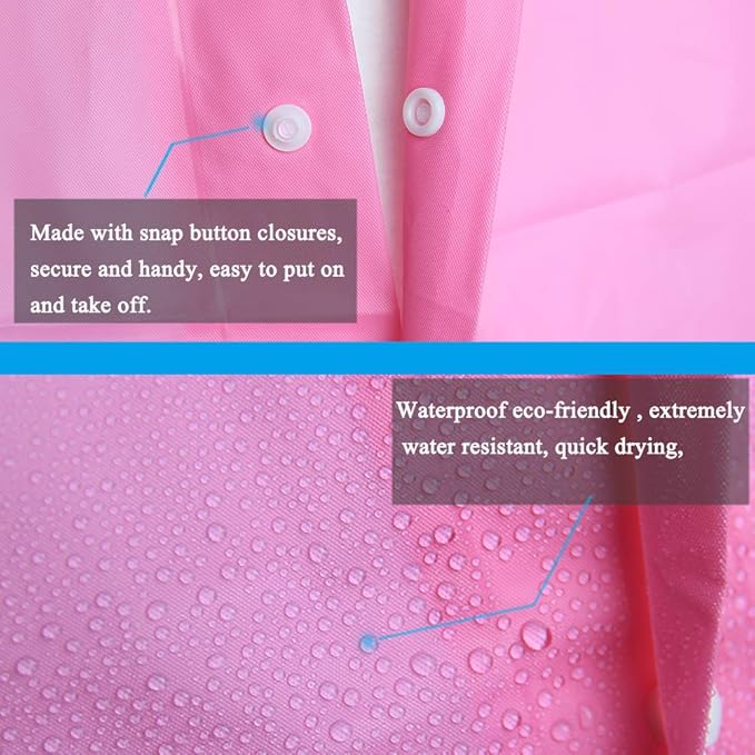 COOY Rain Coats (2 Pack) - Reusable EVA Rain Ponchos For Adults Rain Jackets Raincoats For Men Women