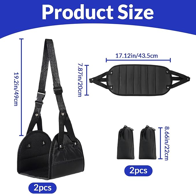 2 Pack Airplane Travel Footrest Hammock - Adjustable Strap Portable Leg Rest Plane Travel Essentials for Long Flights Compact Foot Hanger for Airplane Train Office