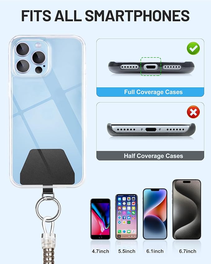 SHANSHUI Phone Lanyard Tether, Stretchy Phone Strap Patch Anchor Outdoor Climbing Hook Compatible for Most Smartphones